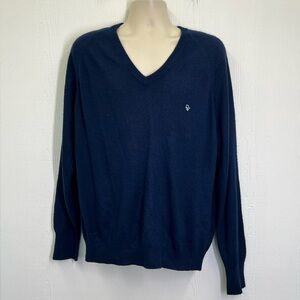 Christian Dior - Vintage Monsieur V Neck Soft Navy Long Sleeve Sweater Size LG